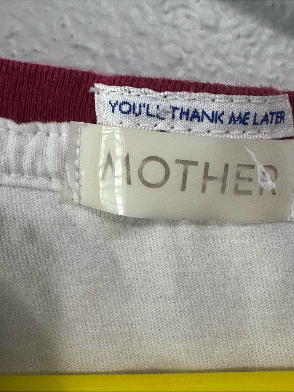 MOTHER itty bitty goodie whi Tee with Berry Trim and Multicolor 'enjoy it' med - Picture 3 of 7